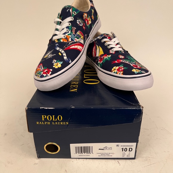 Polo Ralph Lauren Other - NIB Polo Ralph Lauren Blue Floral Thornton Canvas Casual Sneakers, 10D